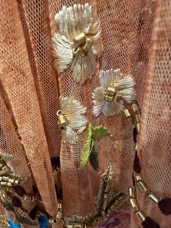 EXQUISITE Free People Peach Embroidered and beaded Maxi Dress - Picture 9 of 14